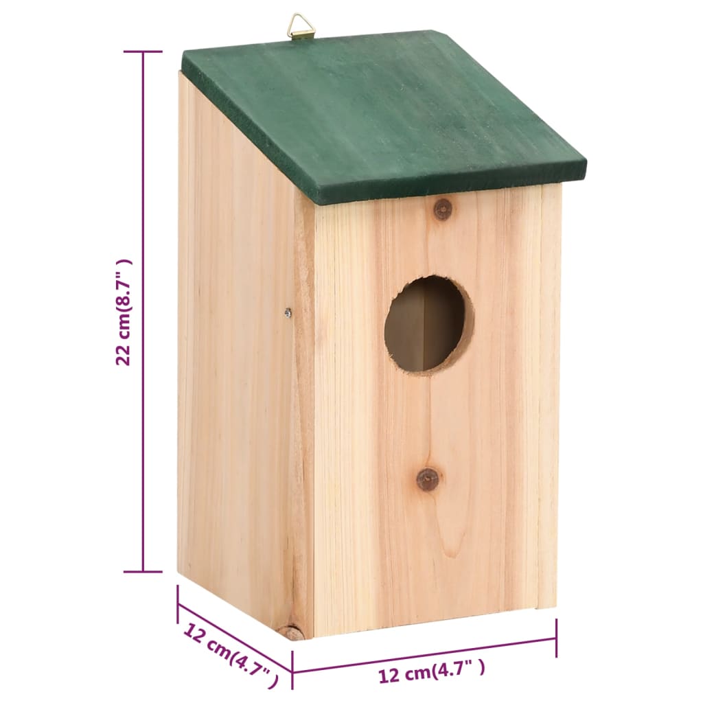 Bird Houses 4 pcs Wood 12x12x22 cm