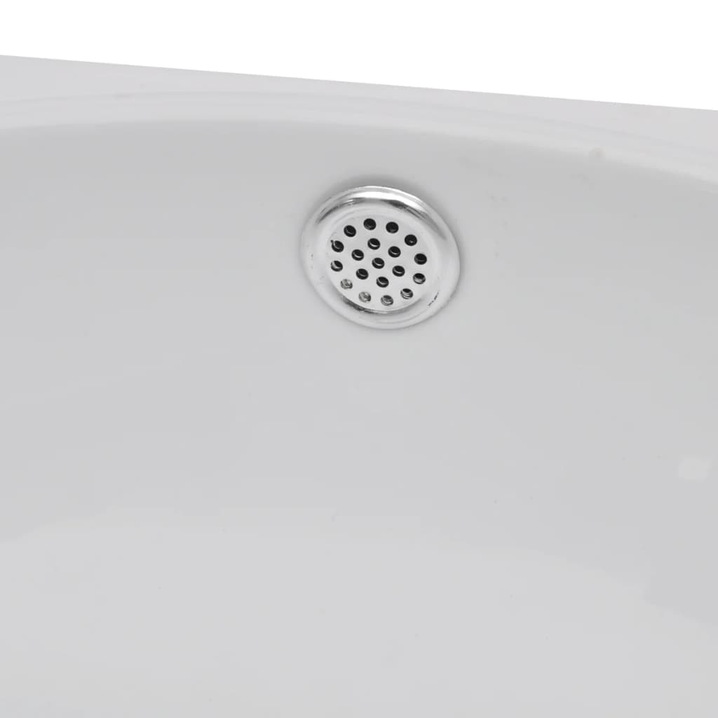 Ceramic Sink Basin Faucet & Overflow Hole Bathroom White