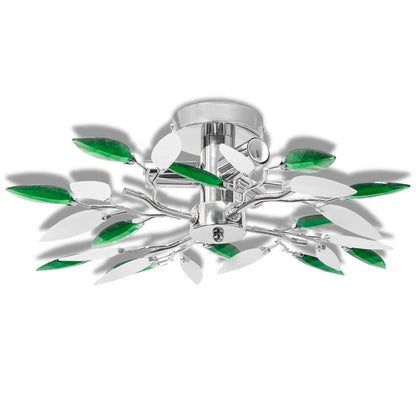 Ceiling Lamp Acrylic Crystal Leaf Arms 3 E14 Bulbs