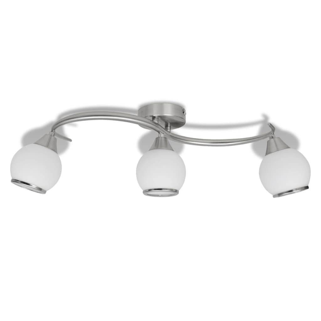 Ceiling Lamp with Glass Shades on Waving Rail for 3 E14 Bulb