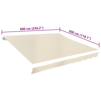 Awning Top Sunshade Canvas Cream 6 x 3 m