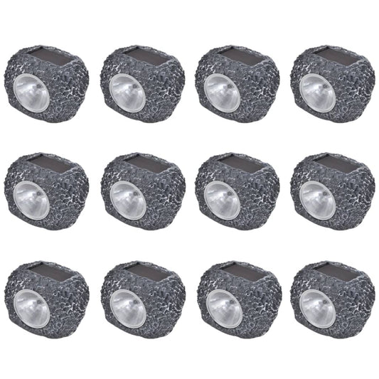 Outdoor Solar Powered LED Spotlight Stone Shape 12 pcs