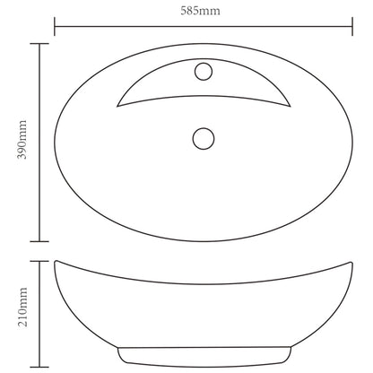 Luxury Ceramic Basin Oval with Overflow and Faucet Hole