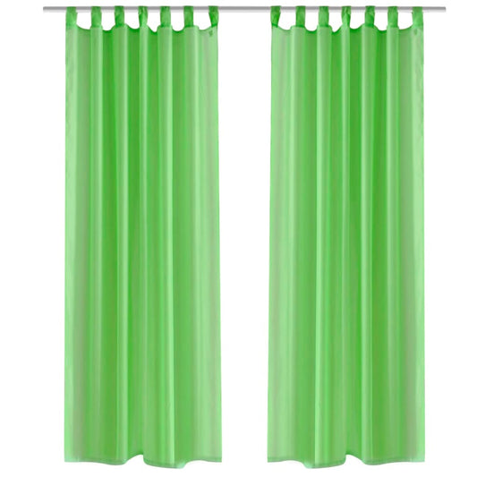 Apple Green Sheer Curtain 140 x 225 cm 2 pcs