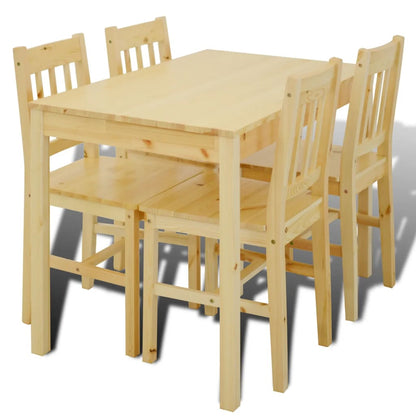 Dining Set 5 Pieces Pine Wood Natural