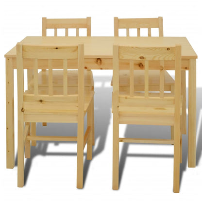 Dining Set 5 Pieces Pine Wood Natural