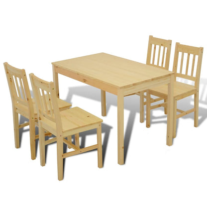 Dining Set 5 Pieces Pine Wood Natural