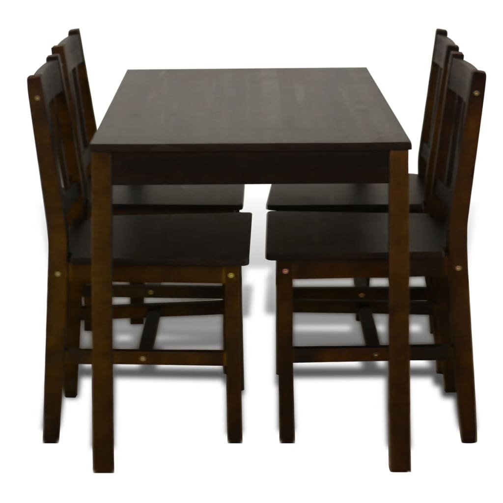 Dining Set 5 Pieces Pine Wood Brown