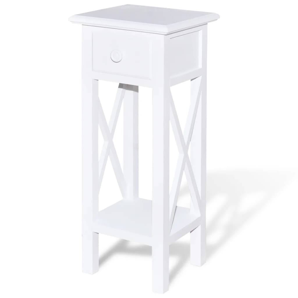 Side Table with Drawer White