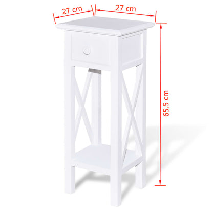 Side Table with Drawer White