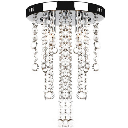 White Metal Ceiling Lamp with Crystal Beads