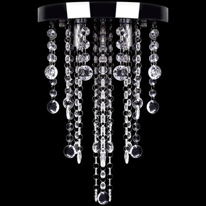 White Metal Ceiling Lamp with Crystal Beads