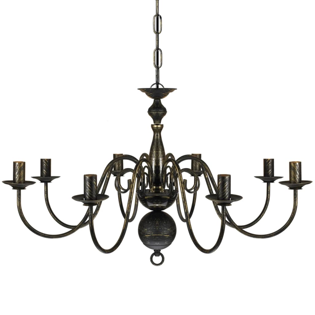 Antique Black Metal Chandelier 8 x E14 Bulbs