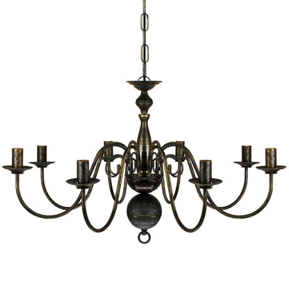 Antique Black Metal Chandelier 8 x E14 Bulbs