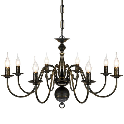 Antique Black Metal Chandelier 8 x E14 Bulbs