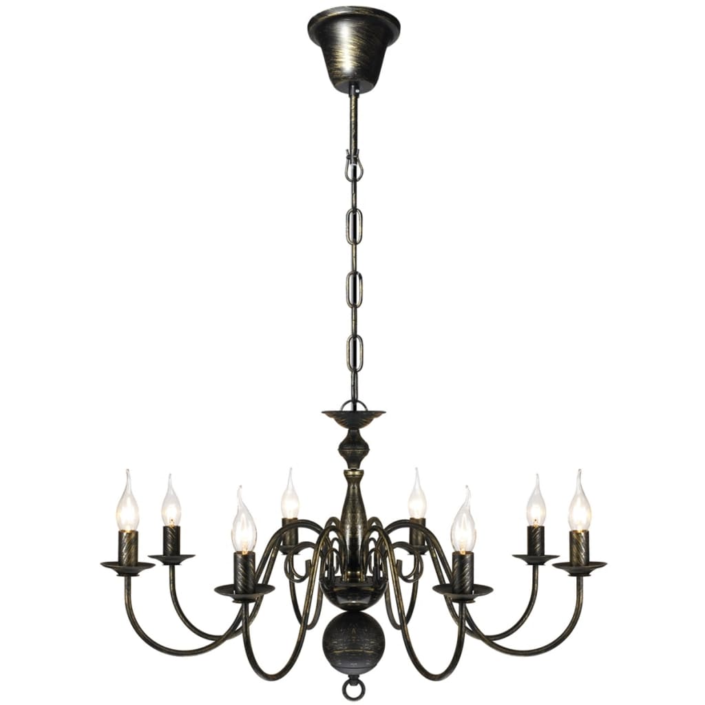 Antique Black Metal Chandelier 8 x E14 Bulbs