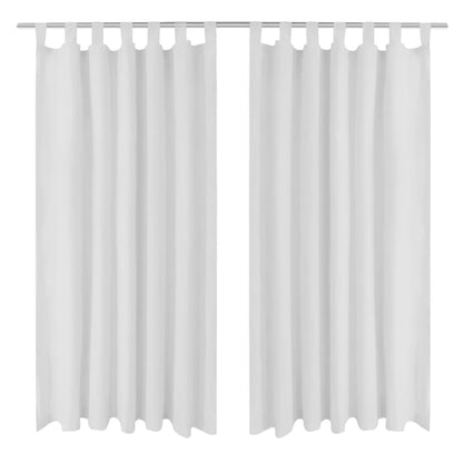 2 pcs White Micro-Satin Curtains with Loops 140 x 175 cm