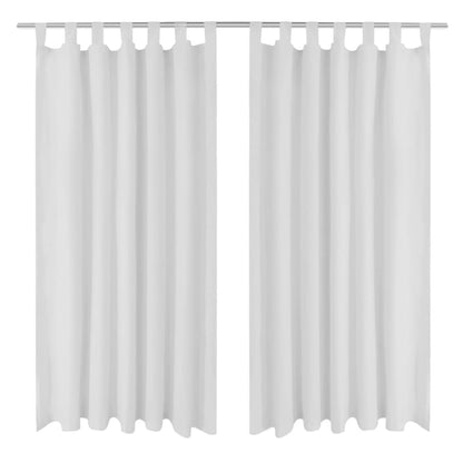 2 pcs White Micro-Satin Curtains with Loops 140 x 245 cm