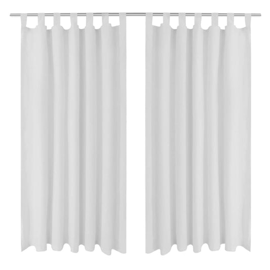 2 pcs White Micro-Satin Curtains with Loops 140 x 245 cm