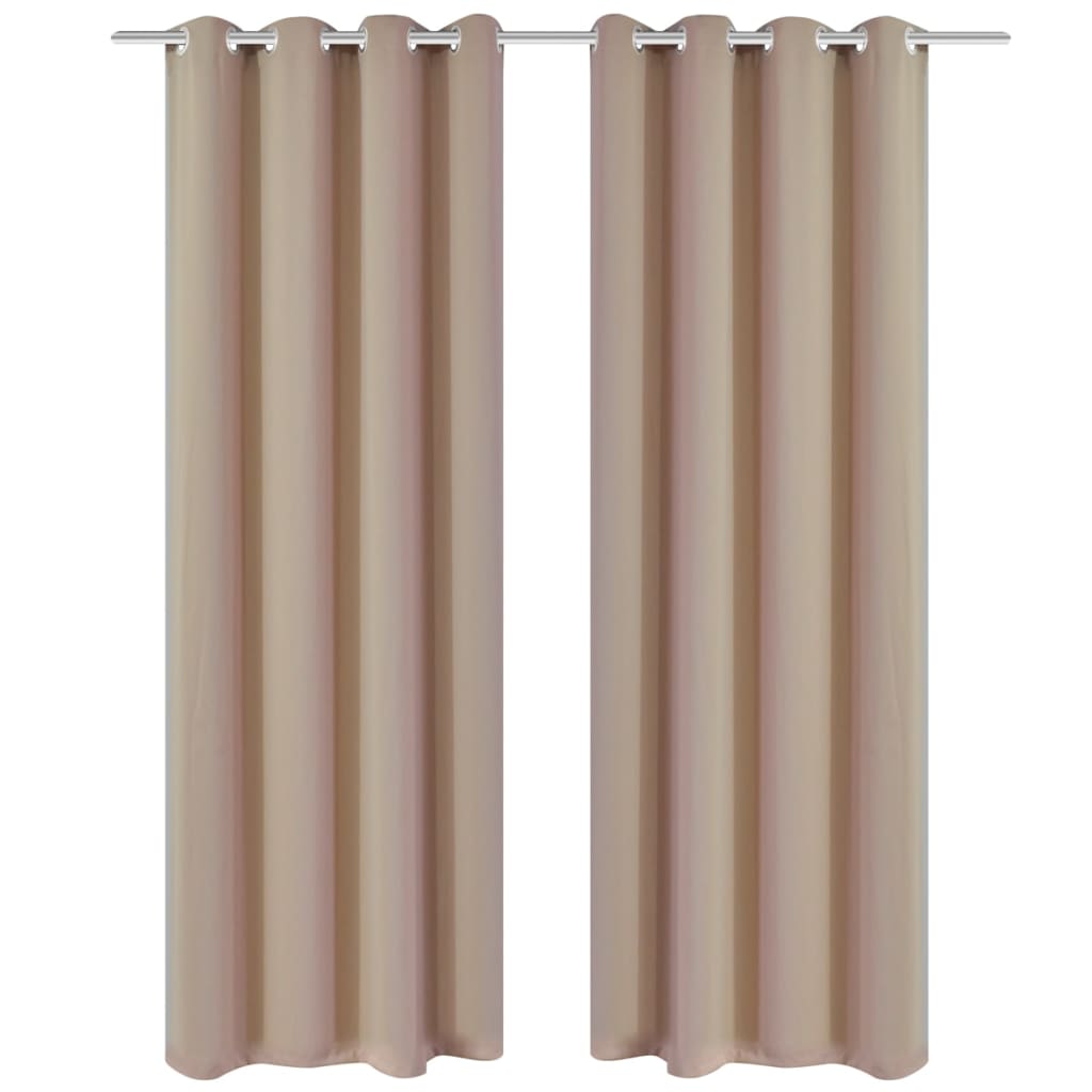 2 pcs Cream Blackout Curtains with Metal Rings 135 x 245 cm