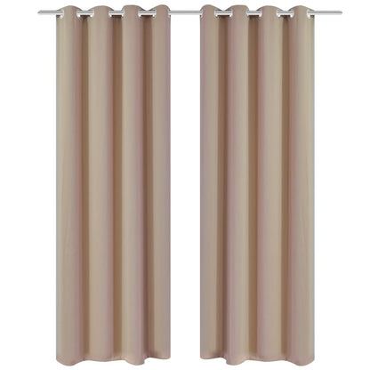 2 pcs Cream Blackout Curtains with Metal Rings 135 x 245 cm