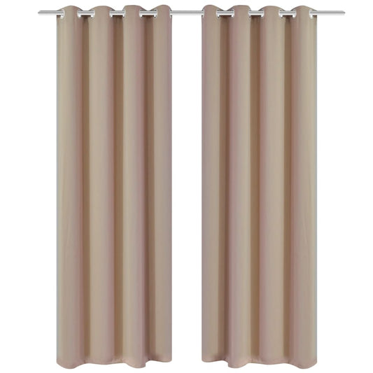 2 pcs Cream Blackout Curtains with Metal Rings 135 x 245 cm