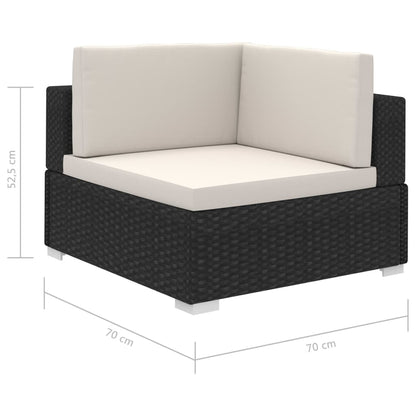 8 Piece Garden Lounge Set with Cushions Poly Rattan Black