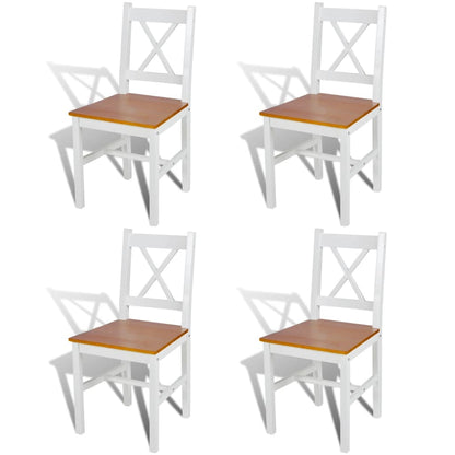 Dining Chairs 4 pcs White Pinewood