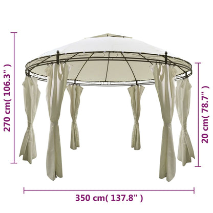 Round Gazebo with Curtains 3.5 x 2.7 m