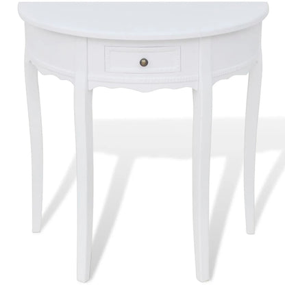 Console Table with Drawer Half-round White