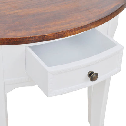 Console Table with Drawer and Brown Top Half-round