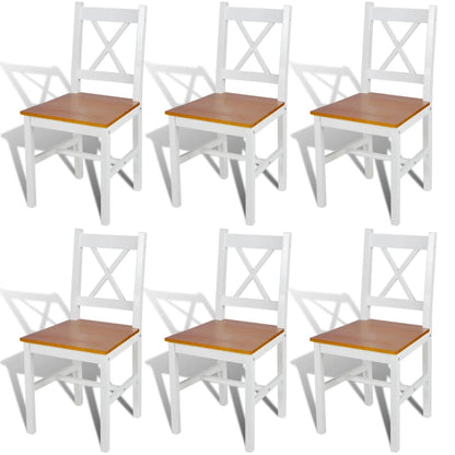 Dining Chairs 6 pcs White Pinewood