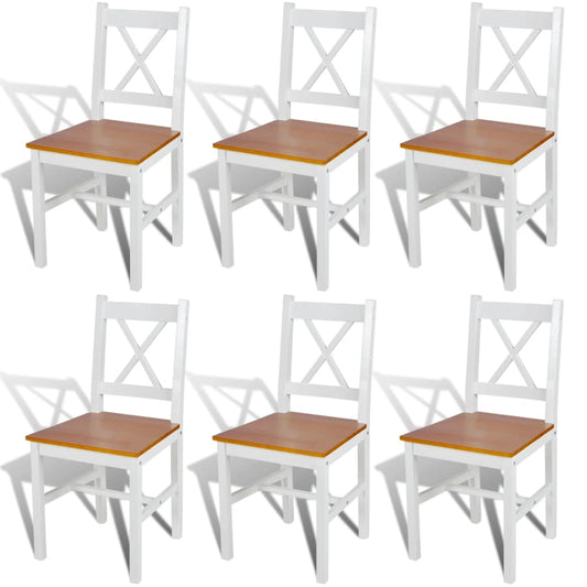 Dining Chairs 6 pcs White Pinewood