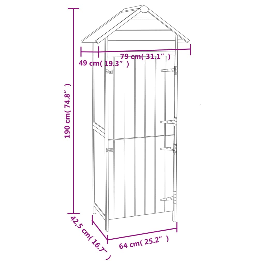 Garden Storage Cabinet Brown 42.5x64x190 cm