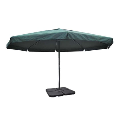 Aluminium Garden Parasol with Portable Base Green