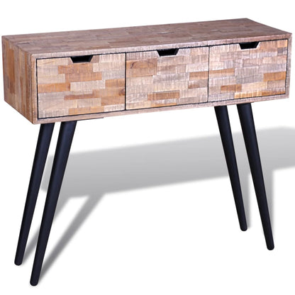 Console Table with 3 Drawers Reclaimed Teak Wood