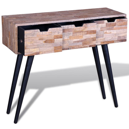 Console Table with 3 Drawers Reclaimed Teak Wood