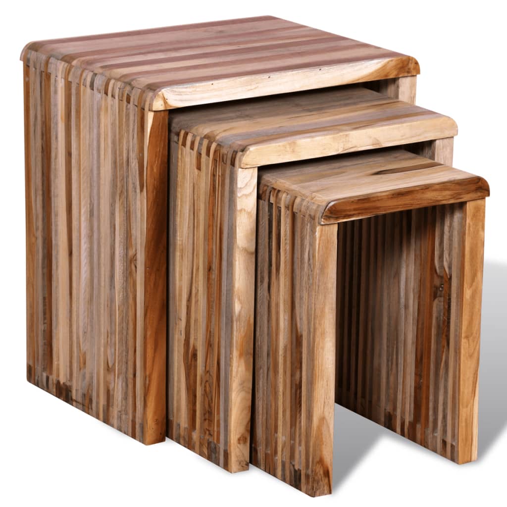 Nesting Table Set 3 Pieces Reclaimed Teak