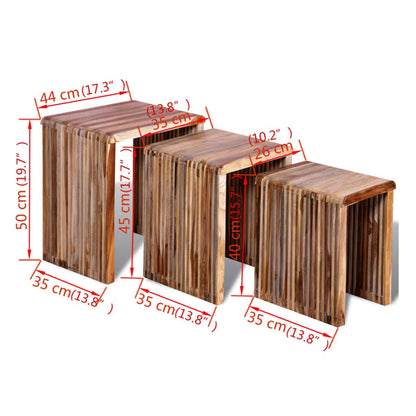 Nesting Table Set 3 Pieces Reclaimed Teak