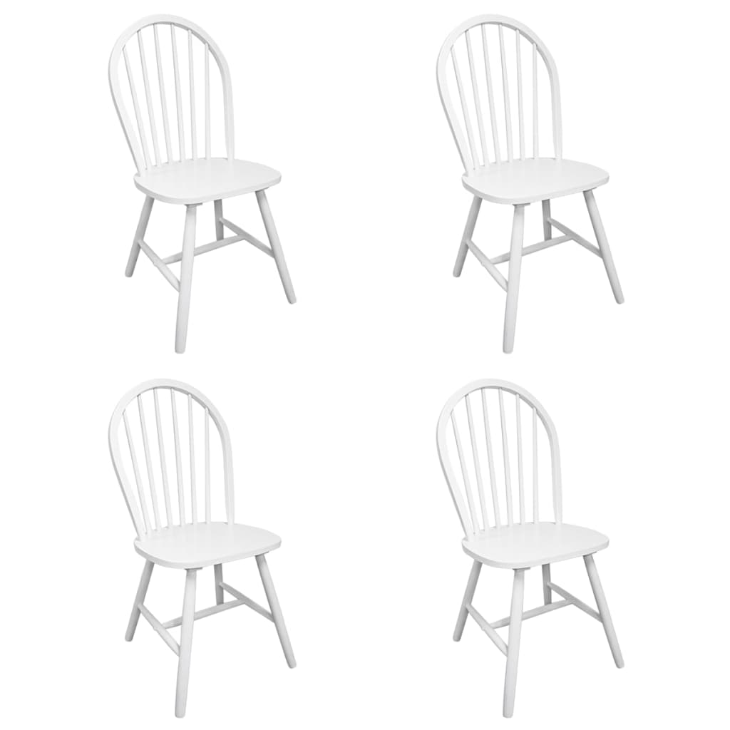 Dining Chairs 4 pcs White Solid Rubber Wood