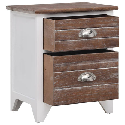 Nightstand 2 pcs with 2 Drawers Brown and White