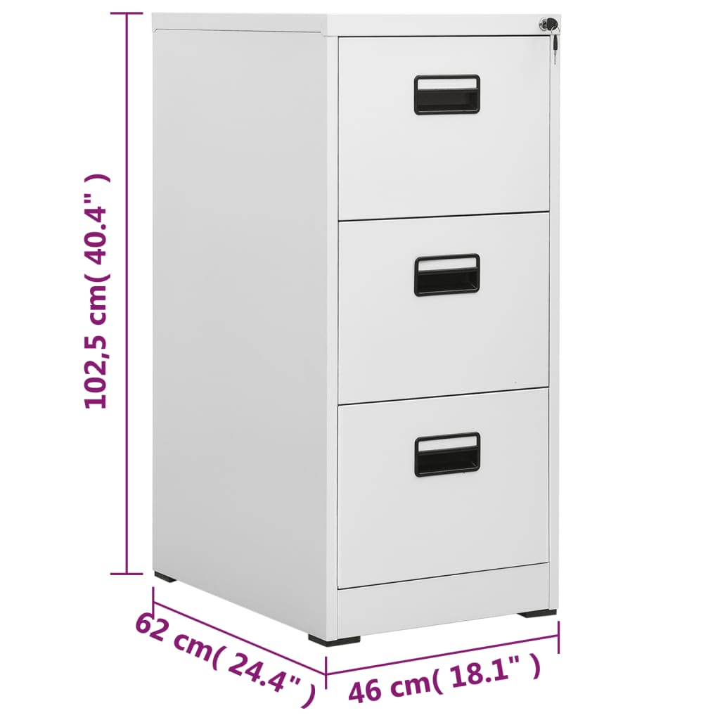 Filing Cabinet Light Grey 46x62x102.5 cm Steel