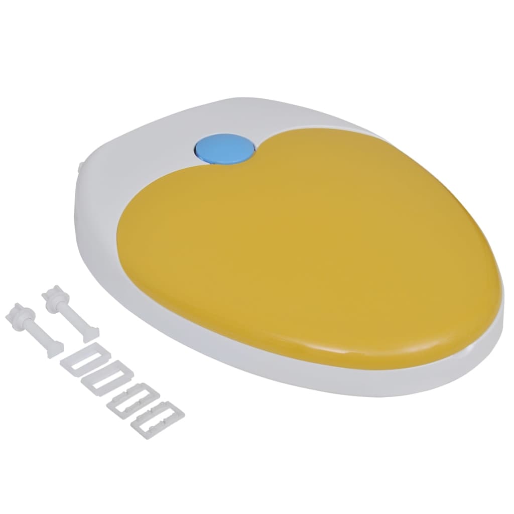 White & Yellow Soft-close Toilet Seat Adults/Children