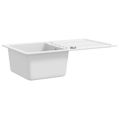 Granite Kitchen Sink Single Basin with Drainer Reversible Cream White