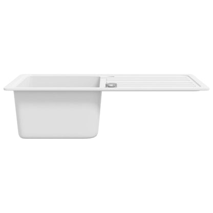 Granite Kitchen Sink Single Basin with Drainer Reversible Cream White