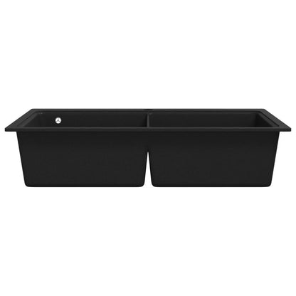 Overmount Kitchen Sink Double Basin Granite Black