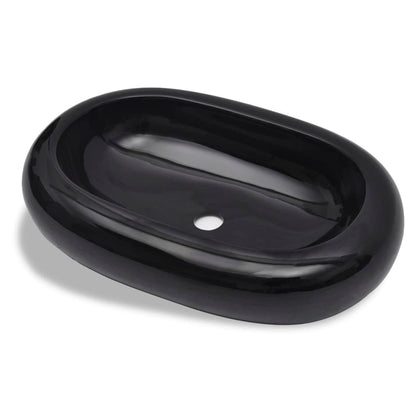 Ceramic Bathroom Sink Basin Black Oval