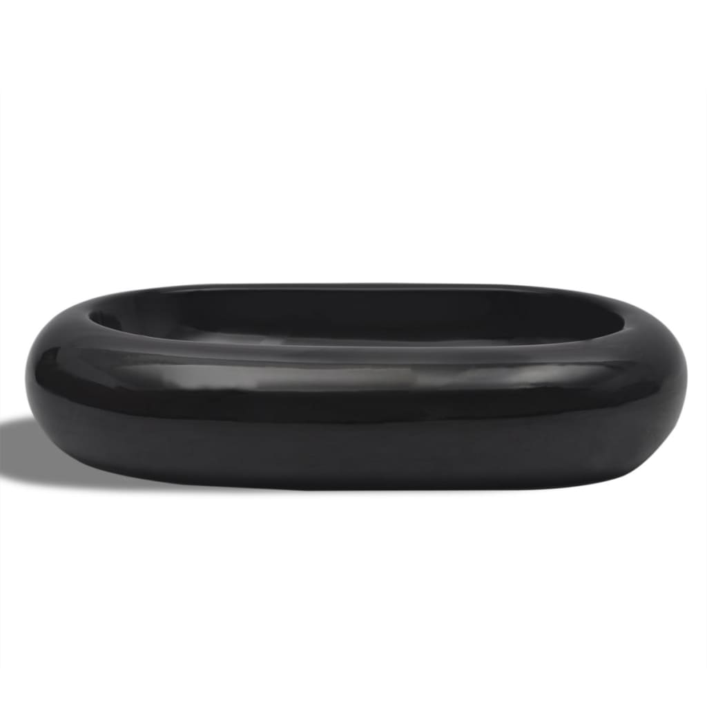 Ceramic Bathroom Sink Basin Black Oval