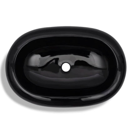 Ceramic Bathroom Sink Basin Black Oval