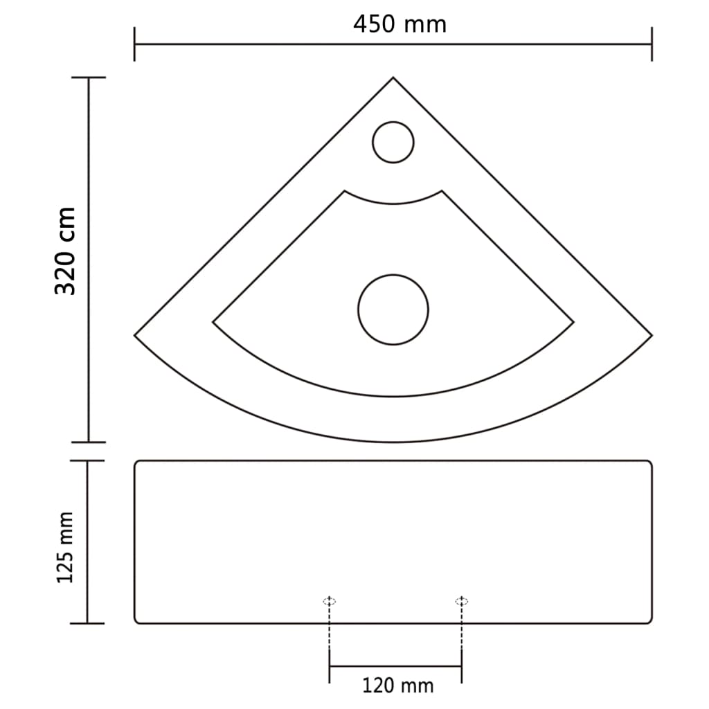 Wash Basin with Overflow 45x32x12.5 cm Black